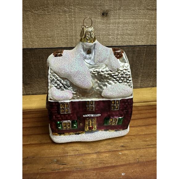 Dept 56 Night Before Christmas Glass Ornament Brick Town Hall In Box - Picture 1 of 5